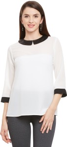 FORELEVY Casual 3/4th Sleeve Solid Women's White Top