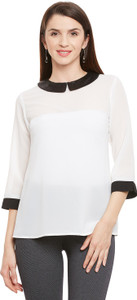 FORELEVY Casual 3/4th Sleeve Solid Women's White Top