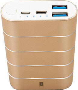 Iball PB-7503C ZooooooP Type C- 2.4A Dual USB Fast Charging -Gold-Free USB C Cable 7500 mAh Power Bank