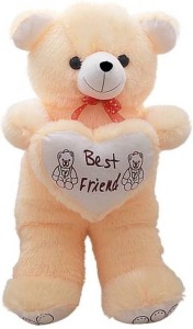 SS Mart 5 Feet Cream Teddy Bear with heart soft toys  - 150 cm