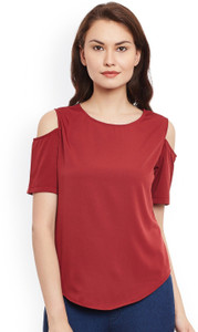 The Bebo Casual Half Sleeve Solid Women's Maroon Top