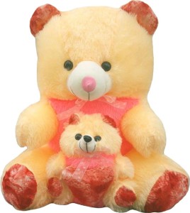 Kashish Trading Company Cream & Red Teddy Bear with Baby 28 Inch  - 28 inch
