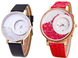 Om Designer Mxree Free Diamond Watch for Girls & Women Combo (Pack of 2) Analog Watch - For Women