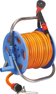 AquaHose Garden Hose Reel Orange 30mtr (12.5mm ID) Revolving Type Hose Pipe