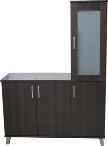 Eros Engineered Wood Crockery Cabinet Finish Color Walnut Best