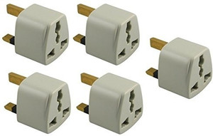 Axxel UK Universal Flat Pin 3 Pin Pack Of 5 Pcs Travel Power Plug Adapter Worldwide Adaptor