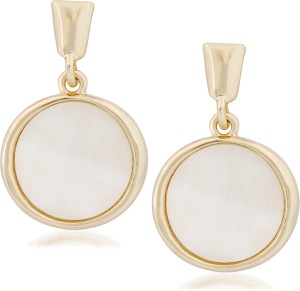 VK Jewels Flat Circular Pearl Alloy Drop Earring