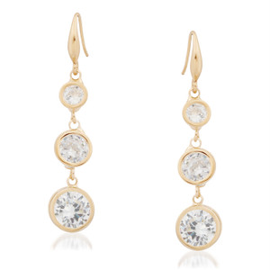 VK Jewels Three Stones Cubic Zirconia Alloy Dangle Earring