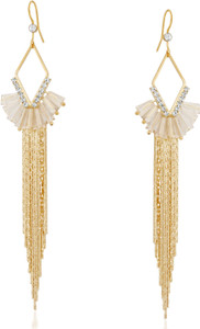 VK Jewels V Shaped Pearl Cubic Zirconia Alloy Drop Earring