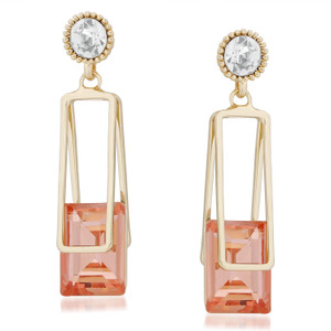 VK Jewels Pink Square Alloy Drop Earring