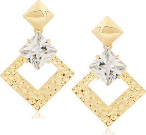 VK Jewels Square Cubic Zirconia Alloy Drop Earring