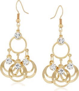 VK Jewels Juggled Circular Cubic Zirconia Alloy Dangle Earring