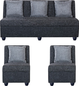 Bharat Lifestyle Delta Fabric 3 + 1 + 1 Dark Grey Sofa Set
