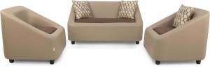 Comfy Sofa Classy Leatherette 3 + 1 + 1 Beige Sofa Set