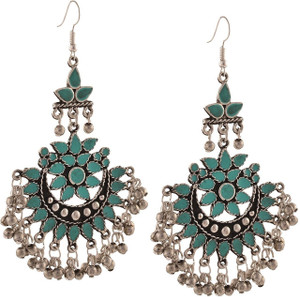 Bsquare Oxidized Silver Tribal Dangler Brass Chandbali Earring