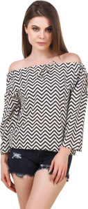 Wiser Casual 3/4th Sleeve Self Design Women's White Top