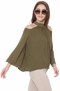 Martini Casual Full Sleeve Printed Women's Green Top