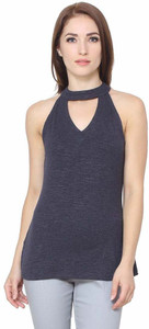 Martini Casual Sleeveless Solid Women's Grey Top