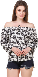 Wiser Casual 3/4th Sleeve Animal Print Women's White Top