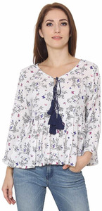 Martini Casual Full Sleeve Printed Women's White Top