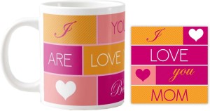 giftsmate birthday gifts for mother | i love you mom ceramic mug(330 ml, pack of 2)