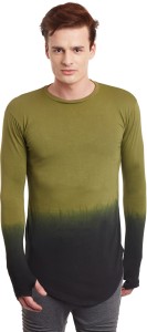 Fugazee Lifestyle Solid Men's Round Neck Green, Black T-Shirt