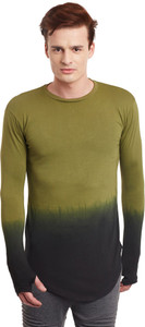 Fugazee Lifestyle Solid Men's Round Neck Green, Black T-Shirt