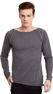 Fugazee Lifestyle Solid Men's Round Neck Grey T-Shirt