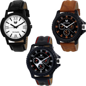 Armado AR-185162 Combo Of 3 Modish Analog Watch - For Men