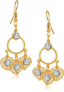 VK Jewels Three White Pearl Cubic Zirconia Alloy Dangle Earring