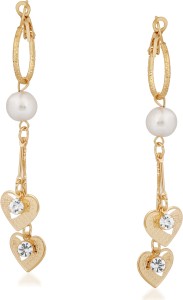 VK Jewels Heart Diamond Pearl Cubic Zirconia Alloy Drop Earring