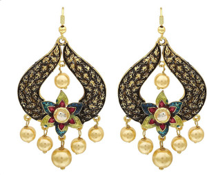 Ishita Creations Traditional High Quality Kundan And Pearl Pearl Alloy Chandbali Earring