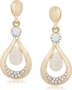 VK Jewels Lamp Flame Attach Pearl Alloy Drop Earring