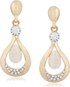 VK Jewels Lamp Flame Attach Pearl Alloy Drop Earring
