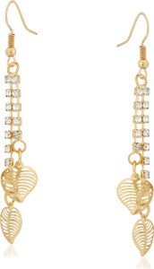 VK Jewels Leafy Carved Cubic Zirconia Alloy Dangle Earring