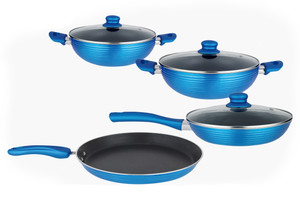 NIRLON Forged Non-Stick Aluminium Induction Based Cooking Set Tawa, Pan, Kadhai, Pan Set