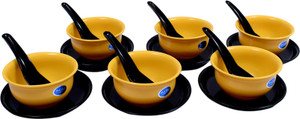Rich Craft Hot Pie 18 Pieces Soup Set (Yellow) Microfibre Bowl Set