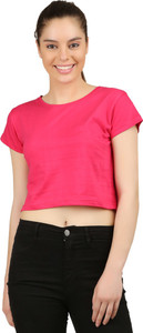 Ap'pulse Casual Short Sleeve Solid Women's Pink Top
