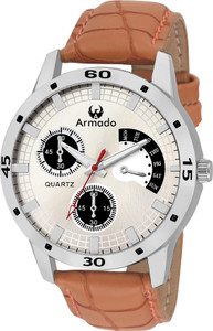 Armado AR-072 Bold And Smart Brown-Silver Analog Watch - For Men