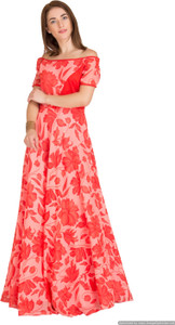 Raas Prêt Women's Fit and Flare Red, Pink Dress