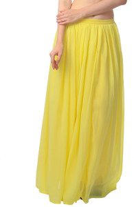 scorpius Solid Women's Layered Yellow Skirt