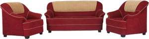 Sofame Cochin Fabric 3 + 1 + 1 Maroon + Camel Sofa Set