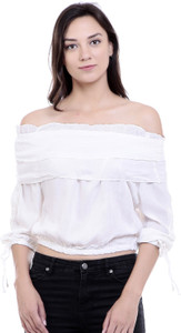 Y and C Fab Casual 3/4th Sleeve Solid Women's White Top