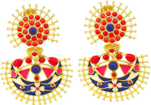 Tistabene Retails LLP Floral Indo Western Enamelled Dangler Earring Alloy Dangle Earring