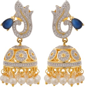 Tistabene Retails LLP Floral International Diamonds Colored Stones Alloy Jhumki Earring