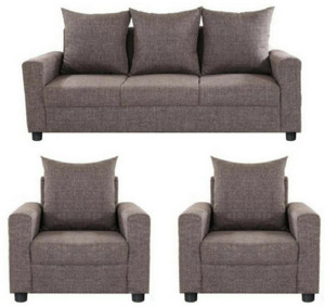 GIOTEAK classy Fabric 3 + 1 + 1 Brown Sofa Set