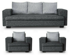 GIOTEAK classy Fabric 3 + 1 + 1 Grey Black Sofa Set