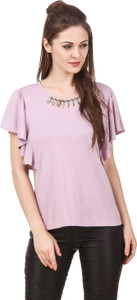 Texco Party Full Sleeve Embellished Women's Purple Top