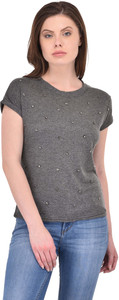 SVT ADA COLLECTIONS Casual Half Sleeve Solid Women's Grey Top