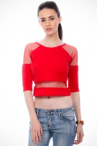 Cation Casual Short Sleeve Solid Women's Red Top